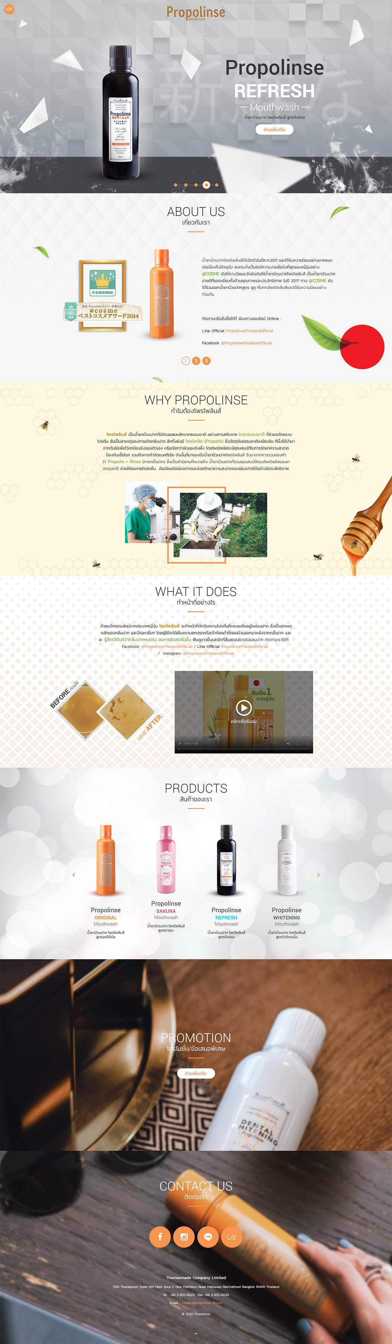 รับทำว็บไซต์ ออกแบบเว็บไซต์ น้ำยาบ้วนปาก โพรโพลินส์ นำเข้าอย่างเป็นทางการจากญี่ปุ่น